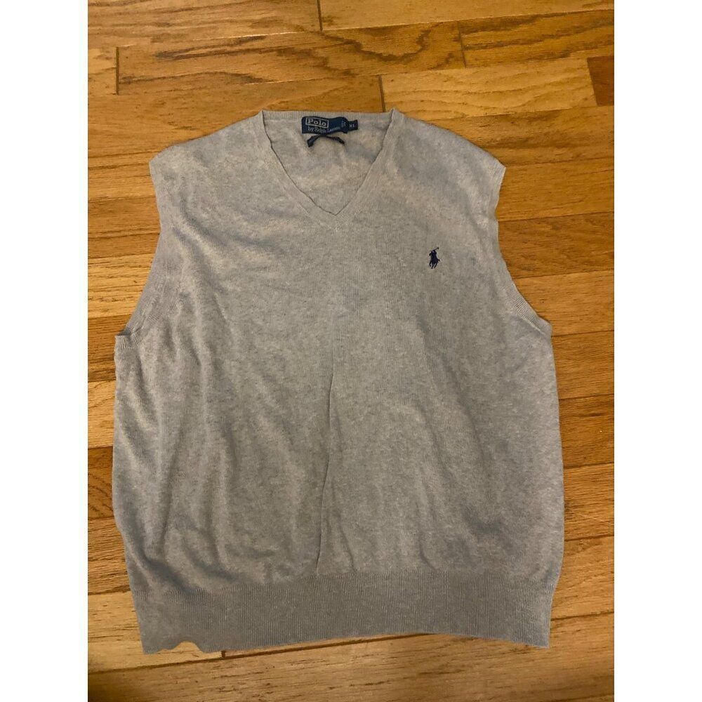 Polo by Ralph Lauren men's light grey sleeveless pullover v-neck sweater size XL
